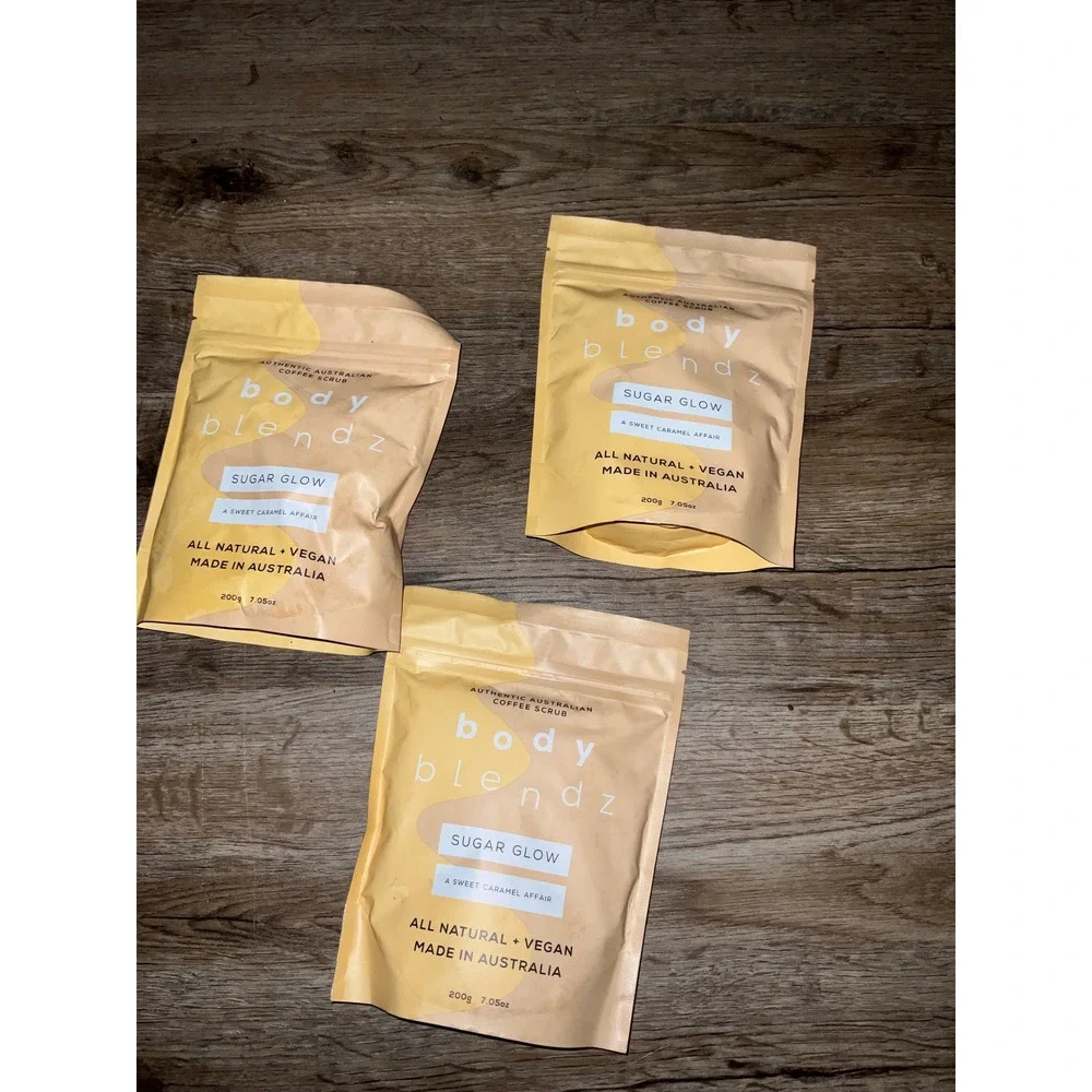 Bodyblendz Sugar Glow Coffee Scrub 3 Pack All Natural Vegan Australian Bundle